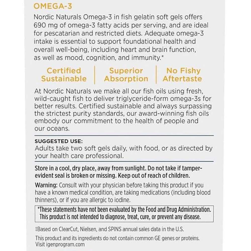 Dầu cá Omega-3 Nordic Naturals Omega-3 in Fish Gelatin 690mg 60 Softgels - Ảnh 4