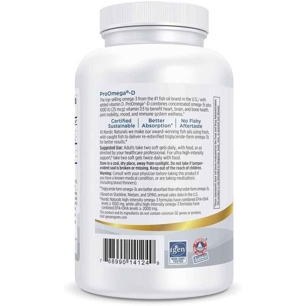 Dầu cá Omega-3 Nordic Naturals ProOmega-D 1280mg 180 Softgels vị Lemon (Professional Line) - Ảnh 4