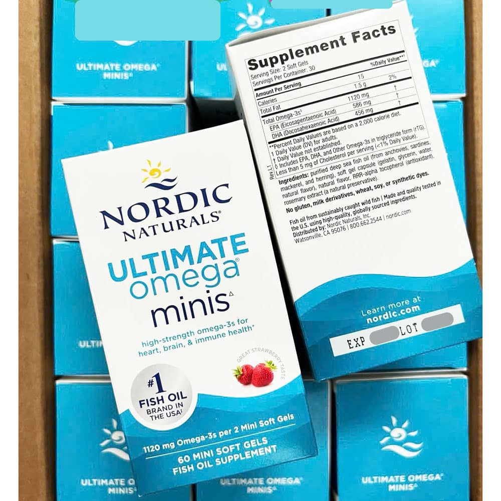 Dầu cá Omega-3 Nordic Naturals Ultimate Omega Minis 1120mg 60 Mini Softgels (Strawberry) - Ảnh 2