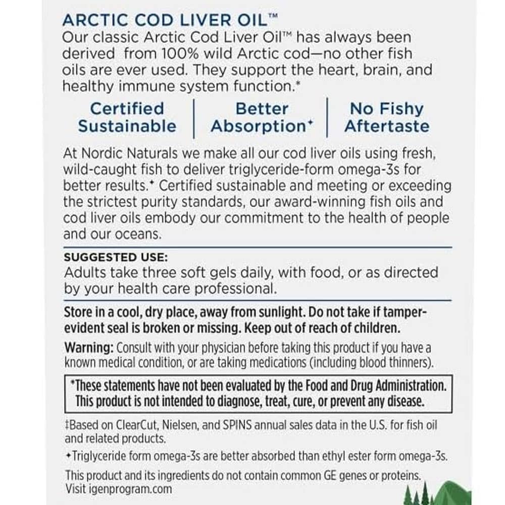 Dầu gan cá tuyết Omega-3 Nordic Naturals Arctic Cod Liver Oil 750mg Vị Lemon 90 Softgels - Ảnh 4