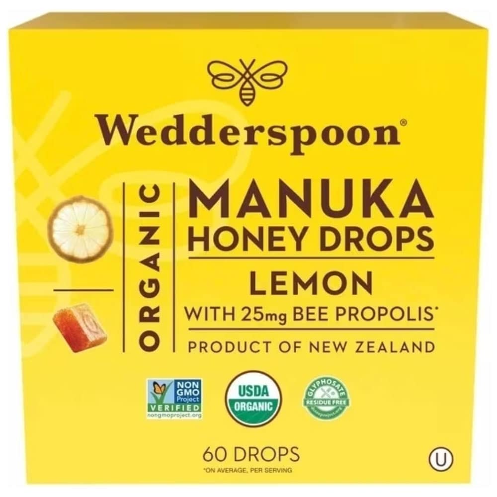 Kẹo ngậm mật ong Wedderspoon Organic Manuka Honey Lemon Drops 60 viên - Ảnh 2