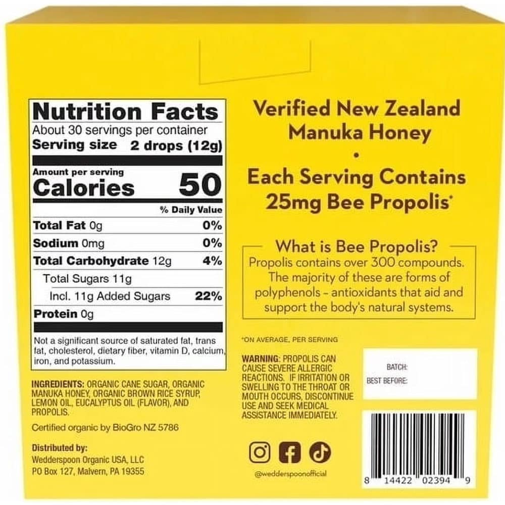 Kẹo ngậm mật ong Wedderspoon Organic Manuka Honey Lemon Drops 60 viên - Ảnh 3