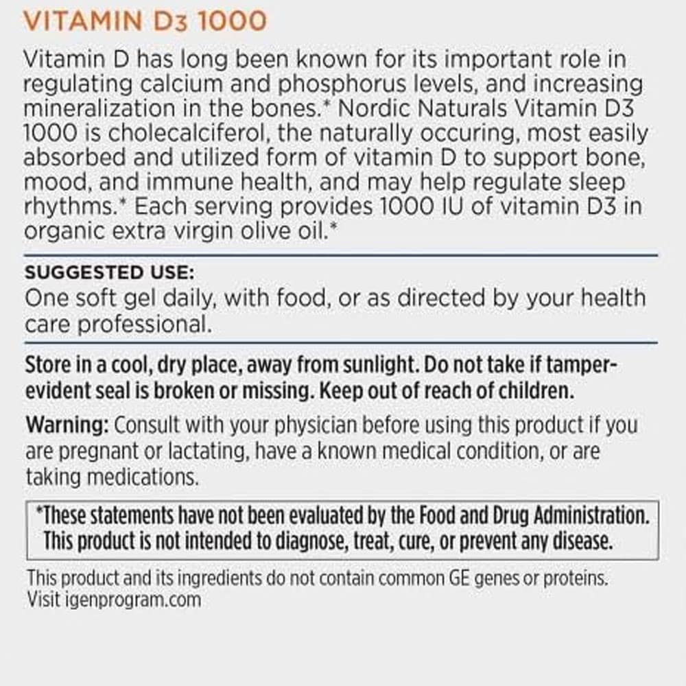 Viên uống bổ sung Vitamin D3 Nordic Naturals Vitamin D3 1000 IU 120 Mini Softgels - Ảnh 4