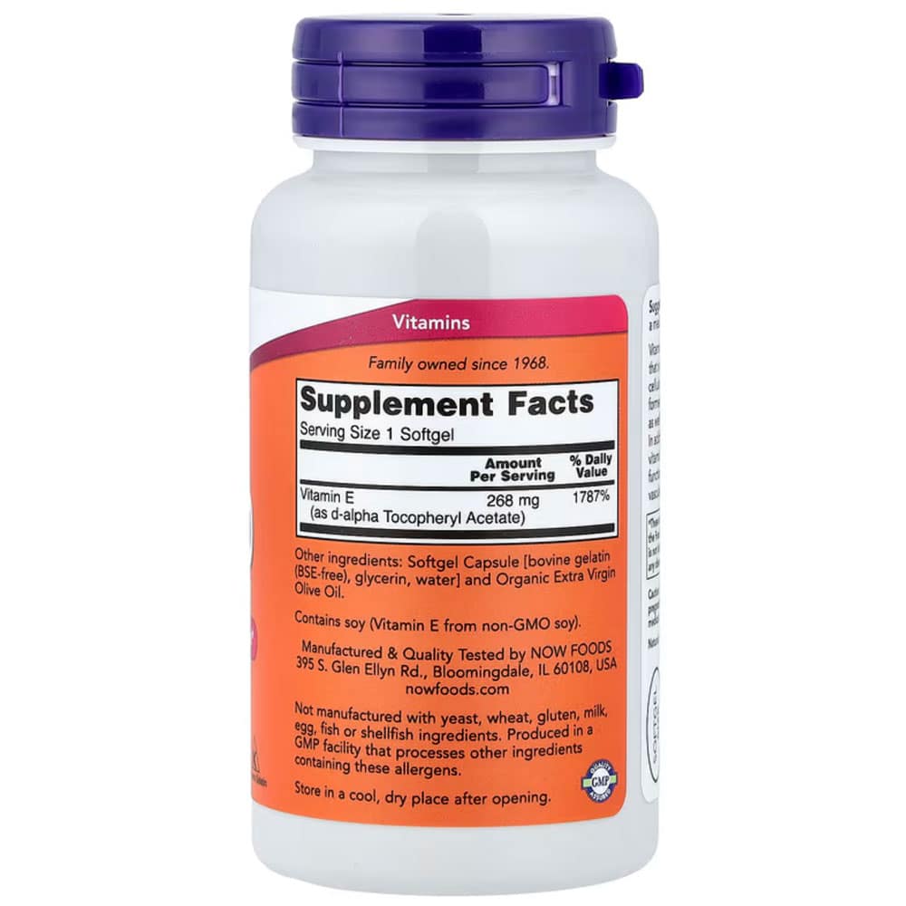 Viên uống bổ sung Vitamin E Now E-400 100 Softgels - Ảnh 3