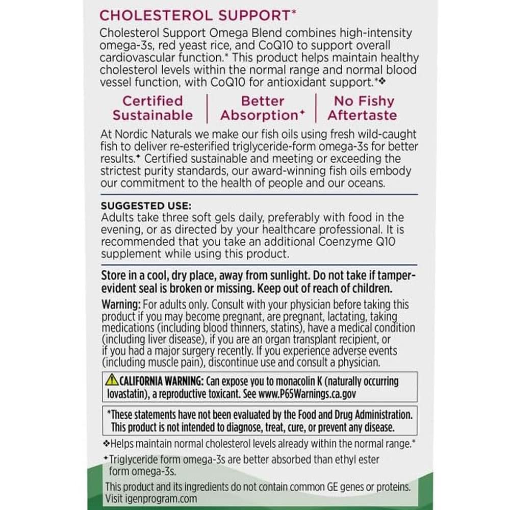 Viên uống dầu cá Omega-3 Nordic Naturals Cholesterol Support 60 Softgels - Ảnh 6