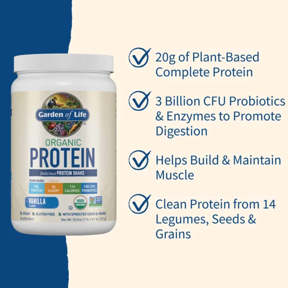 Bột Protein thực vật hữu cơ Garden Of Life Organic Protein Vanilla 540g - Ảnh 3