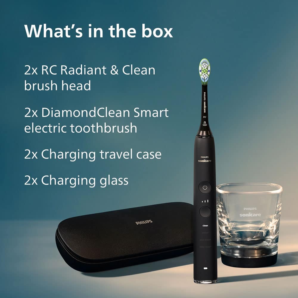 Bàn chải đánh răng điện Philips Sonicare DiamondClean Rechargeable Toothbrush 2 cái (Black, White RoseGold) - Ảnh 3