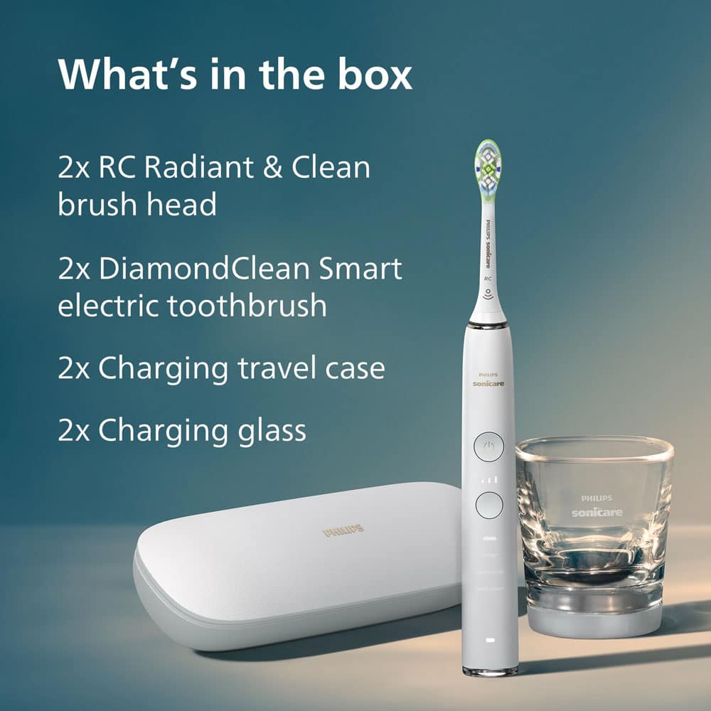 Bàn chải đánh răng điện Philips Sonicare DiamondClean Rechargeable Toothbrush 2 cái (Pink, White) - Ảnh 2