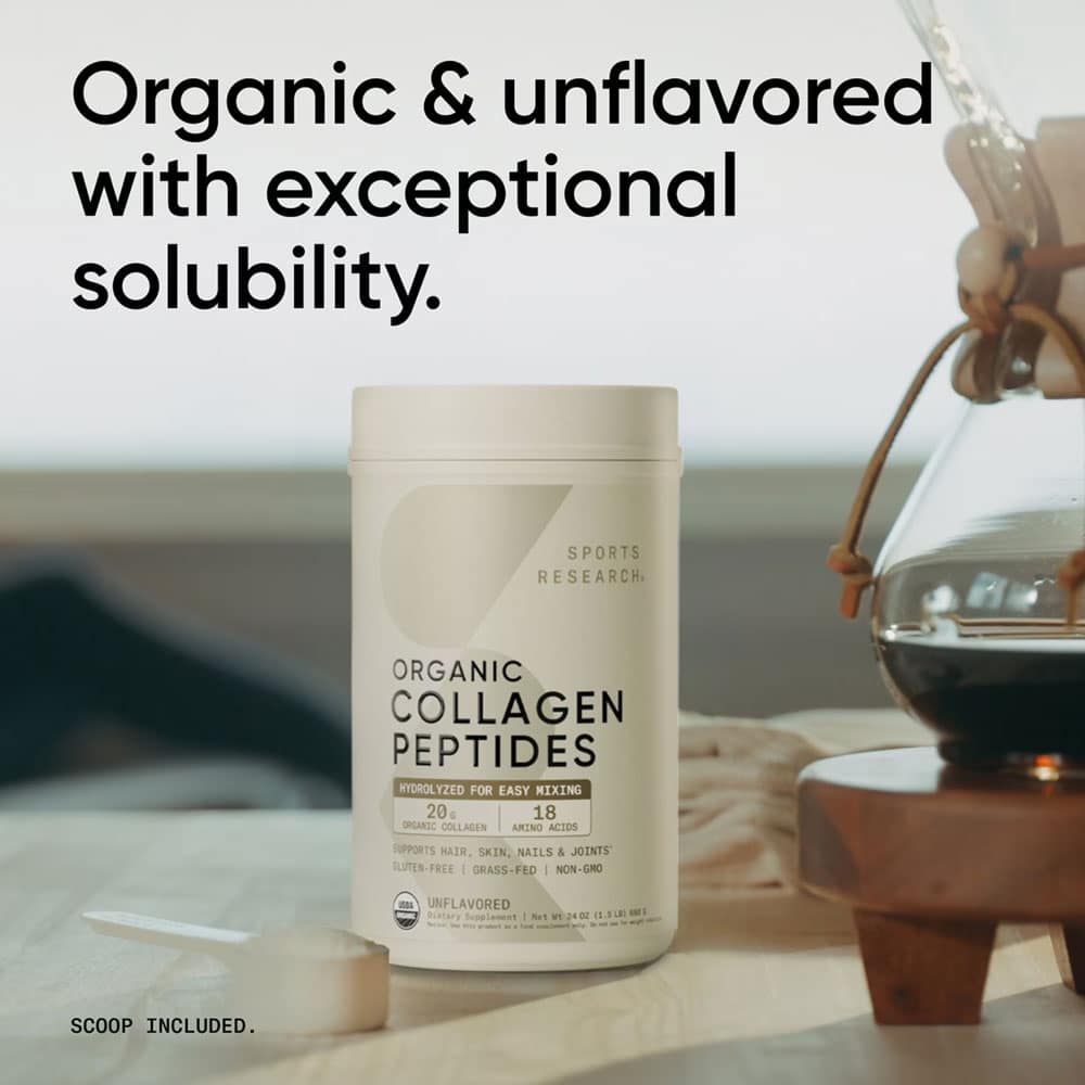 Bột Collagen Sports Research Organic Collagen Peptides Unflavored 680g - Ảnh 5