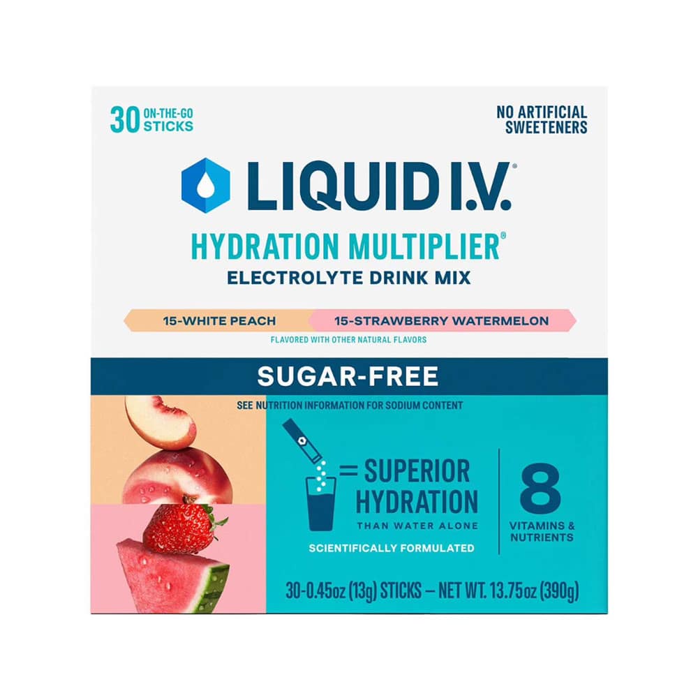 Bột điện giải Liquid I.V. Hydration Multiplier 30 gói (White Peach & Strawberry Watermelon Sugar-Free)