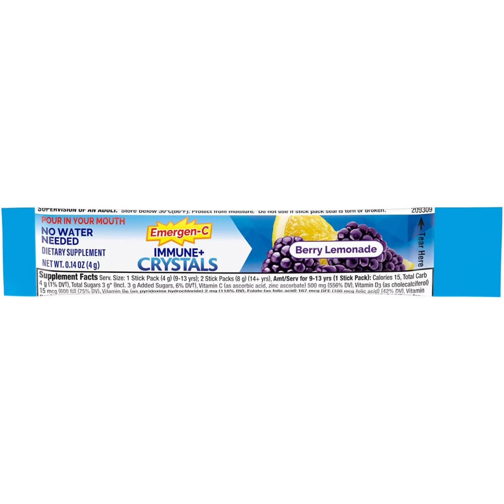Bột sủi C tăng đề kháng Emergen-C Immune Plus Crystals Berry Lemonade 56 gói - Ảnh 3