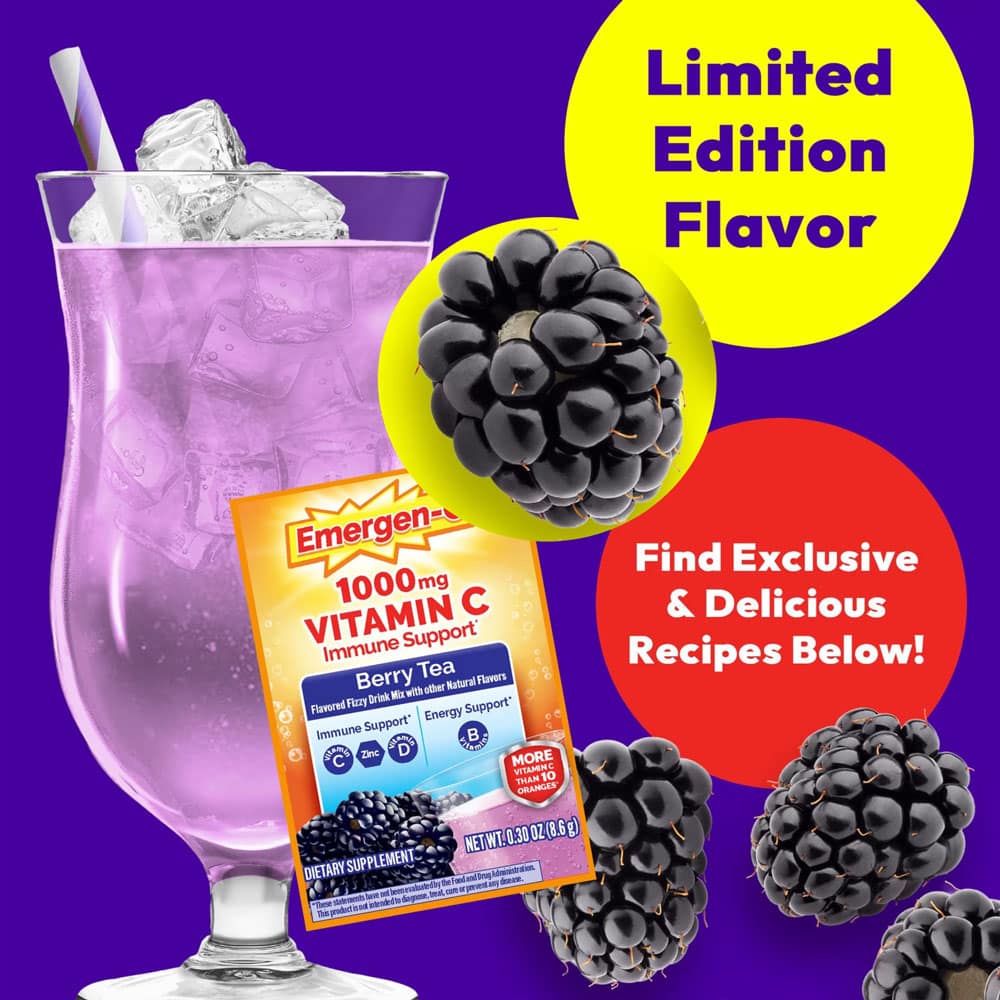 Bột sủi C tăng đề kháng Emergen-C Vitamin C 1000mg 90 gói (3 vị: Raspberry, White Grape, Berry Tea) - Ảnh 9