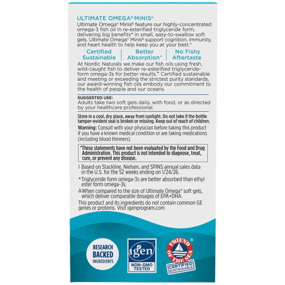 Dầu cá Omega-3 Nordic Naturals Ultimate Omega Minis Fish Oil 1120mg 110 Mini Softgels (Lemon) - Ảnh 4