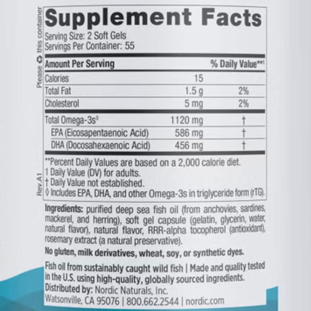 Dầu cá Omega-3 Nordic Naturals Ultimate Omega Minis Fish Oil 1120mg 110 Mini Softgels (Lemon) - Ảnh 5