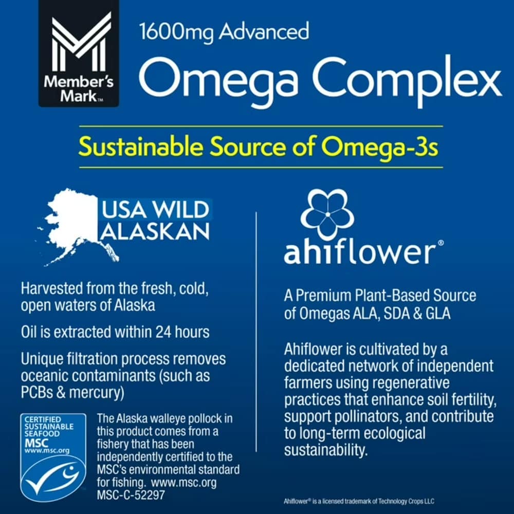 Dầu cá Omega Member’s Mark 1600mg Advanced Omega Complex 300 Softgels - Ảnh 4