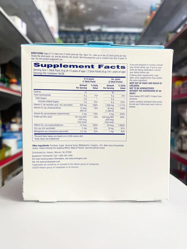 Bột sủi C tăng đề kháng Emergen-C Immune Plus Crystals Berry Lemonade 56 gói - Ảnh 3
