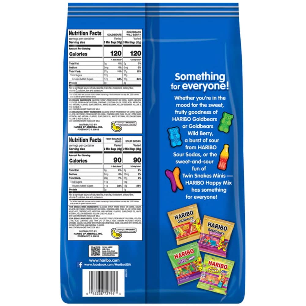 Kẹo dẻo Haribo Gummi Candy Happy Mix Variety Pack Túi 120 gói - Ảnh 7