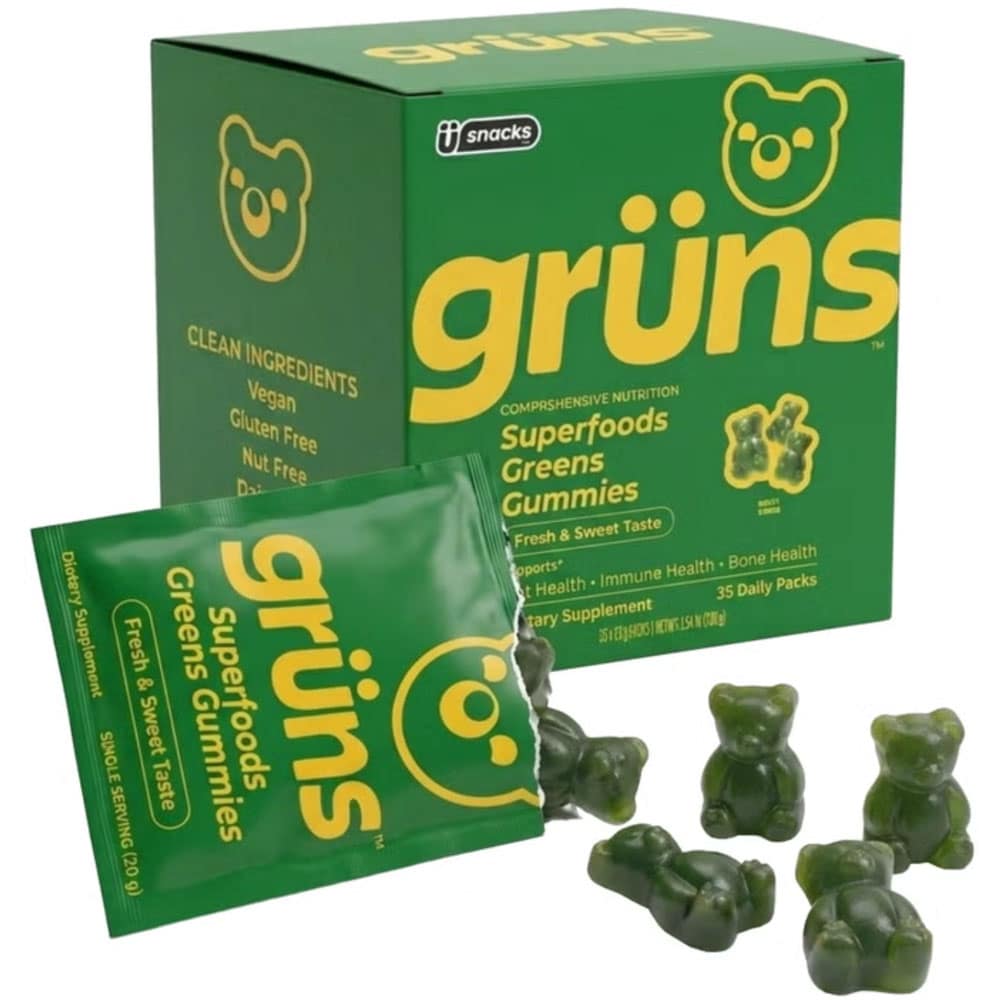 Kẹo dẻo rau xanh Grüns Adult Superfoods Greens Gummies 35 Daily Packs - Ảnh 3