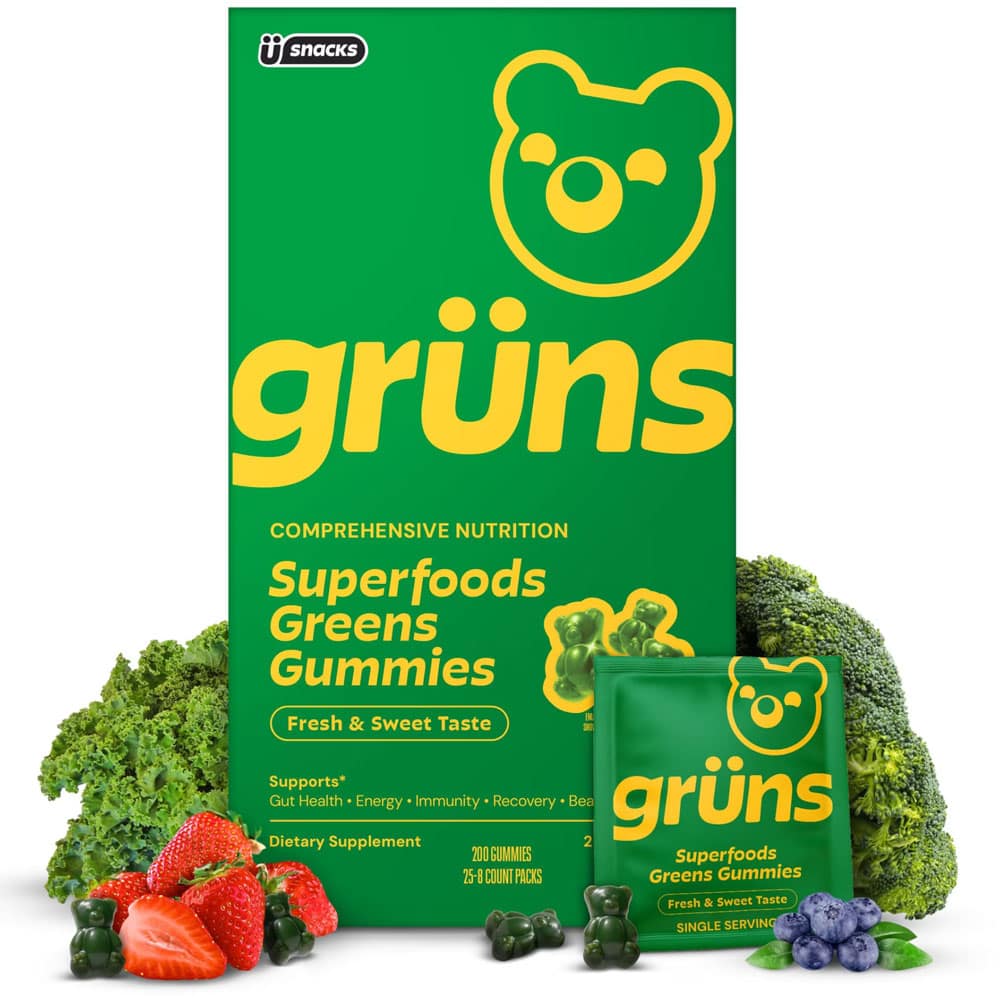Kẹo dẻo rau xanh Grüns Adult Superfoods Greens Gummies 25 Daily Packs - Ảnh 2
