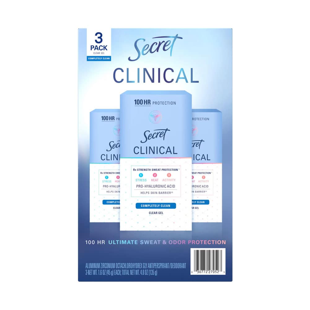 Lăn khử mùi Secret Clinical Clear Gel 45g x3 (Completely Clean)