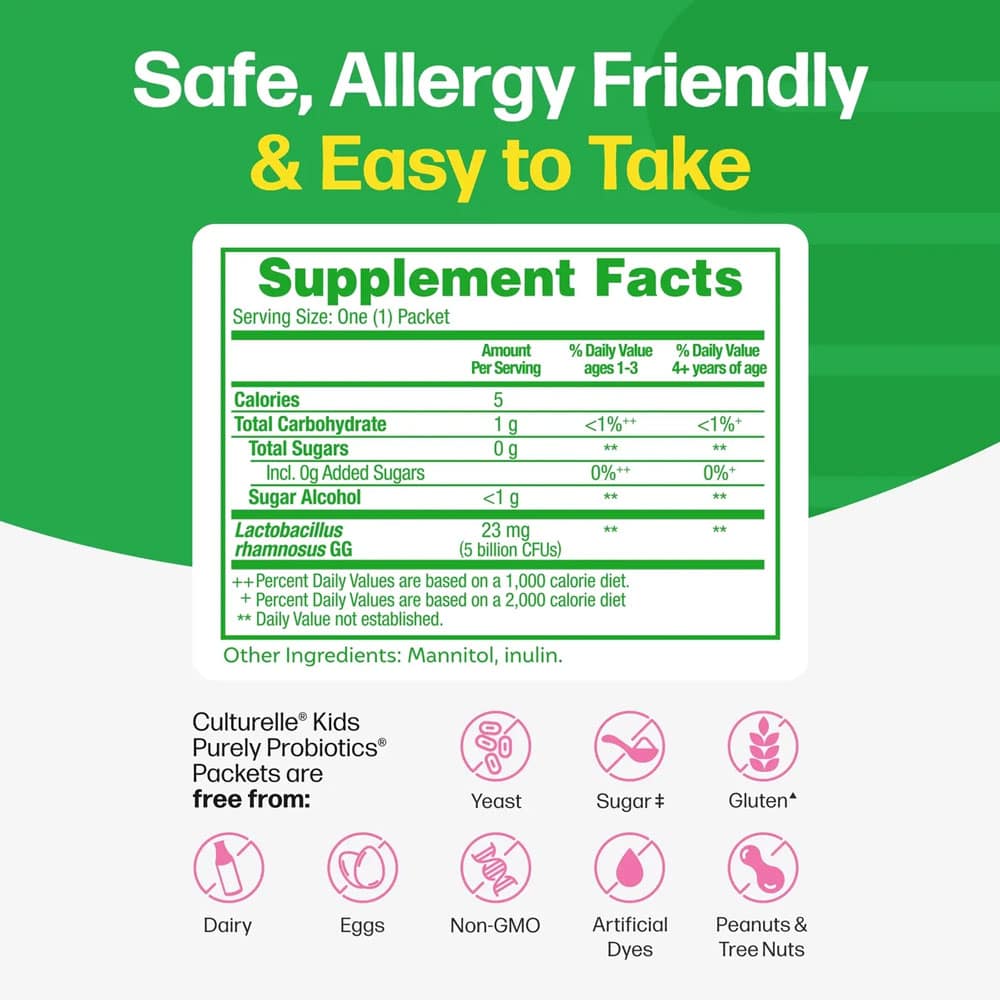 Men vi sinh cho trẻ từ 1 tuổi Culturelle Kids Purely Probiotics Packets Hộp 60 gói - Ảnh 4