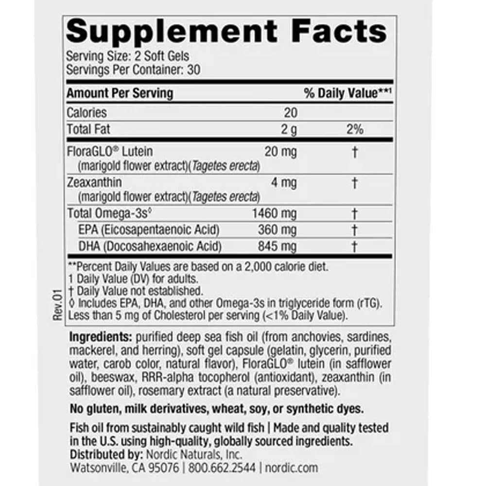 Viên uống bổ mắt Nordic Naturals Vision Support 60 Softgels - Ảnh 5
