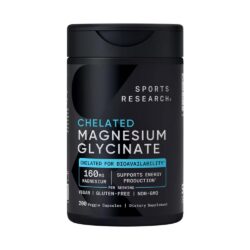 Viên uống bổ sung Magie Sports Research Chelated Magnesium Glycinate 160mg 200 Veggie Capsules