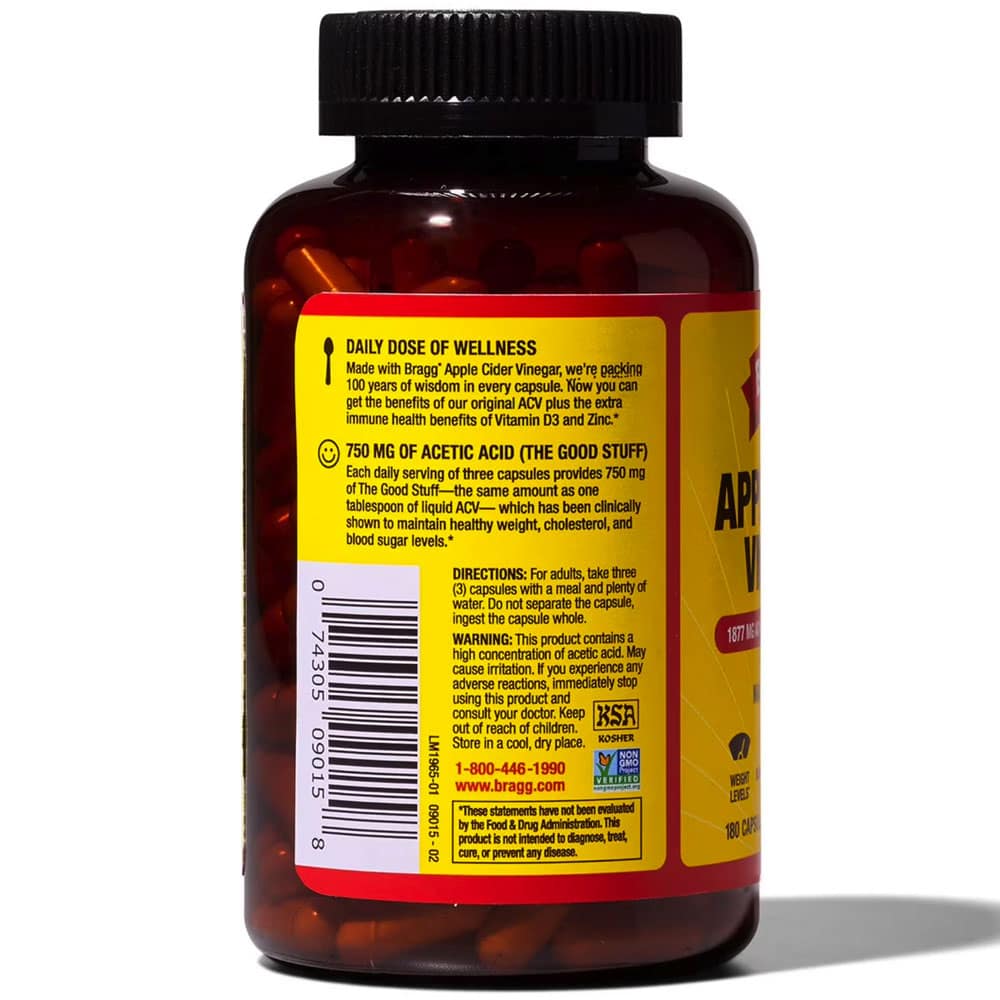 Viên uống giấm táo Bragg Apple Cider Vinegar 180 Capsules - Ảnh 4