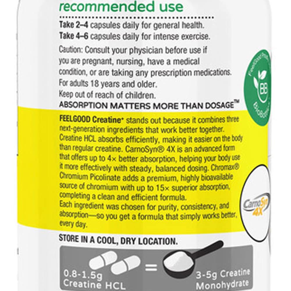 Viên uống hỗ trợ cơ FEELGOOD Creatine+ 120 Vegan Capsules - Ảnh 5