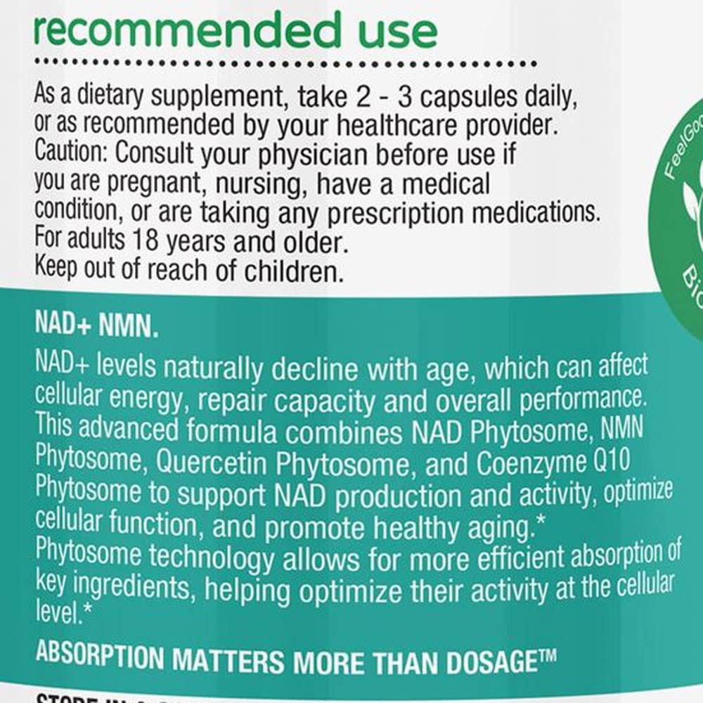 Viên uống hỗ trợ tăng NAD+ FEELGOOD NAD+ NMN 120 Vegan Capsules - Ảnh 6