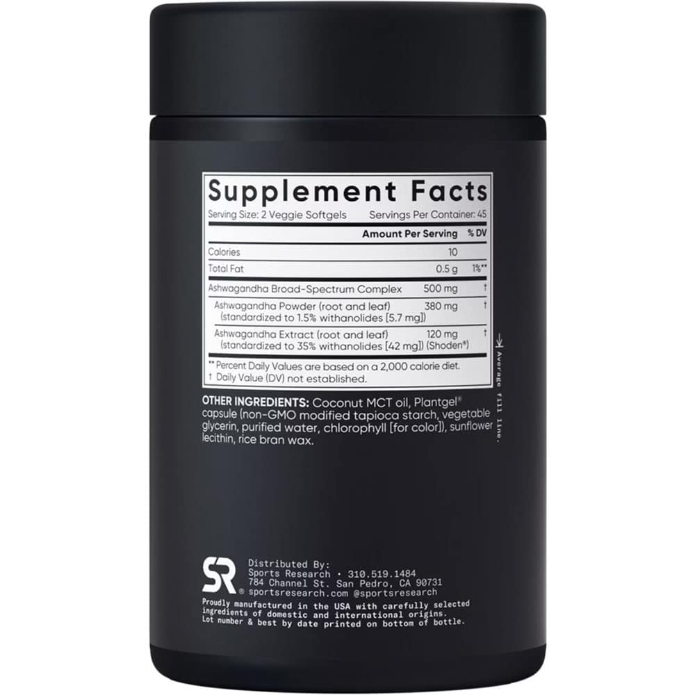 Viên uống nhân sâm Ấn Độ Sports Research Ashwagandha 500mg 90 Softgels - Ảnh 2