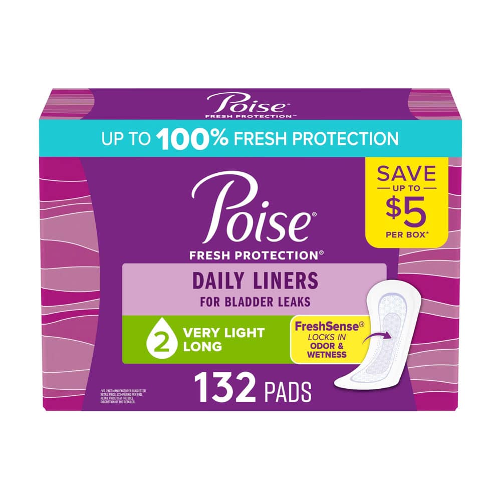 Băng lót thấm hút nhẹ Poise Daily Incontinence Panty Liners 2 Drop Very Light Long 132 miếng - Ảnh 2