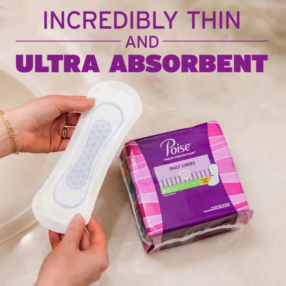 Băng lót thấm hút nhẹ Poise Daily Incontinence Panty Liners 2 Drop Very Light Long 132 miếng - Ảnh 5