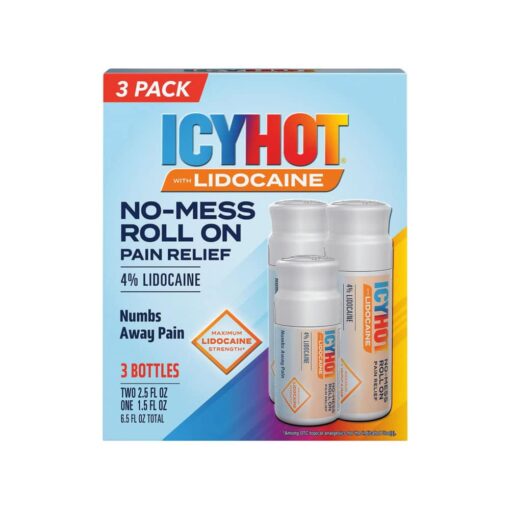 Bộ 3 chai Dầu nóng dạng lăn Icy Hot Lidocaine No Mess Roll On (190ml Total)
