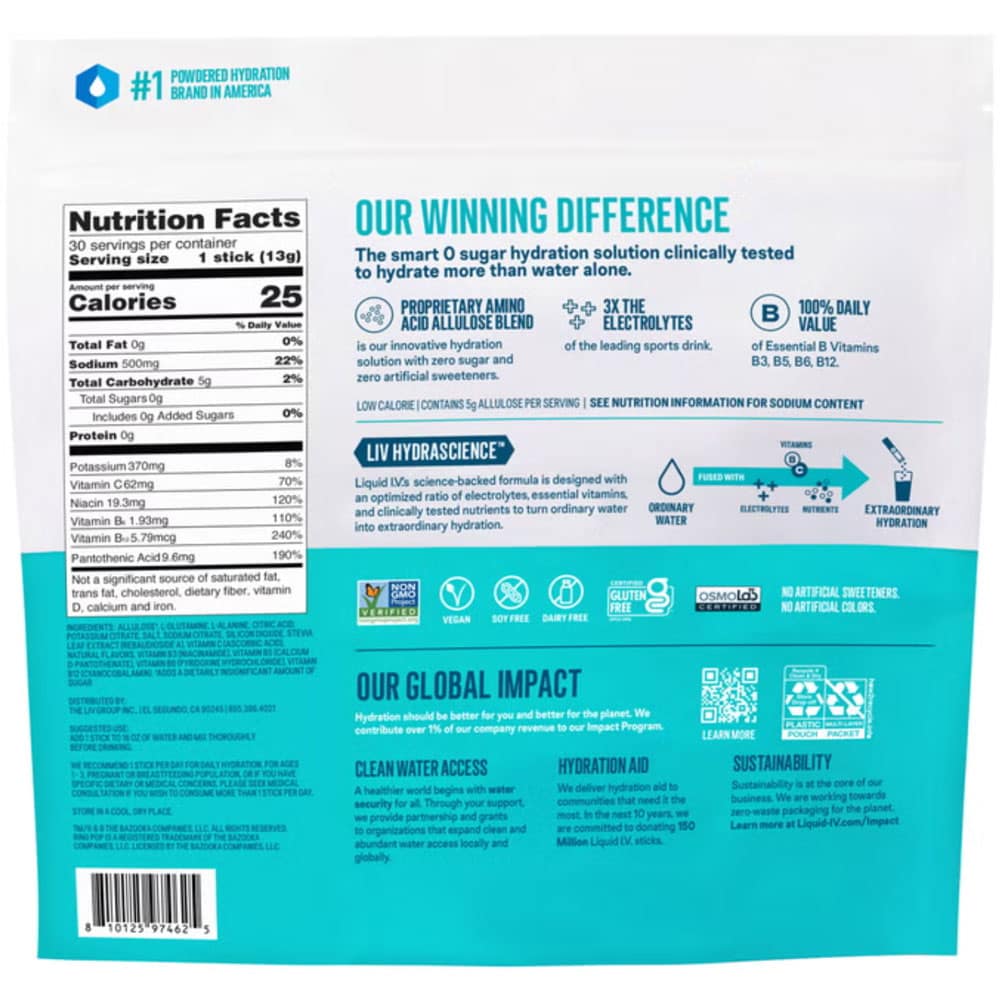 Bột điện giải Liquid I.V. Hydration Multiplier 30 gói (Ring Pop Cherry Sugar-Free) - Ảnh 3