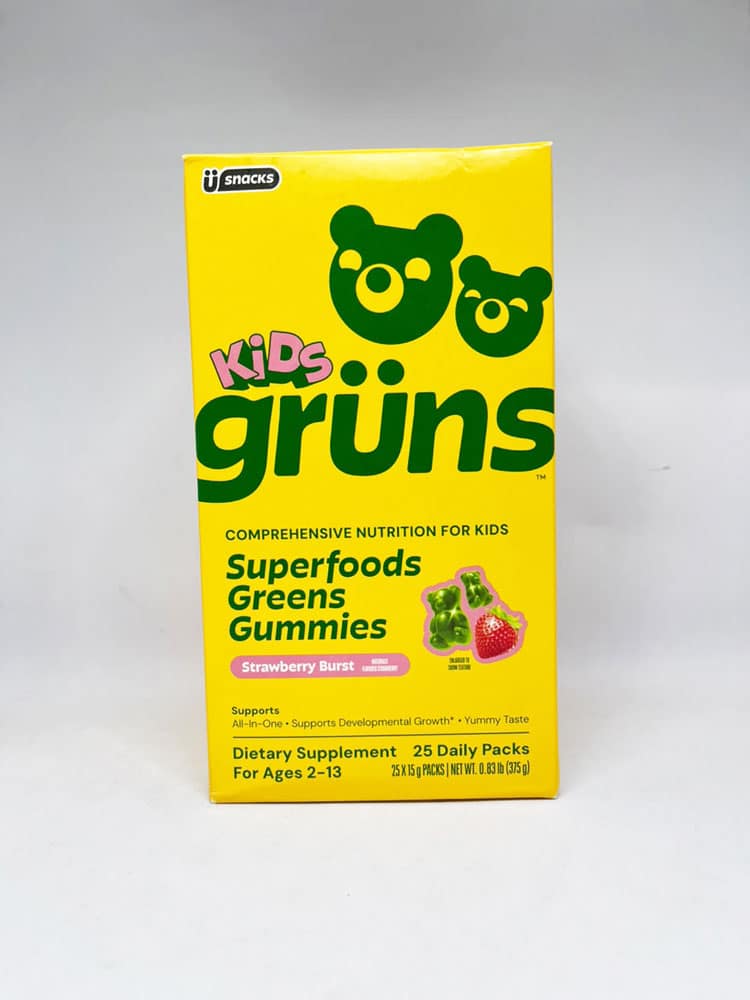 Kẹo dẻo rau xanh cho trẻ em Grüns Kids Superfoods Greens Gummies Strawberry 25 Daily Packs - Ảnh 2