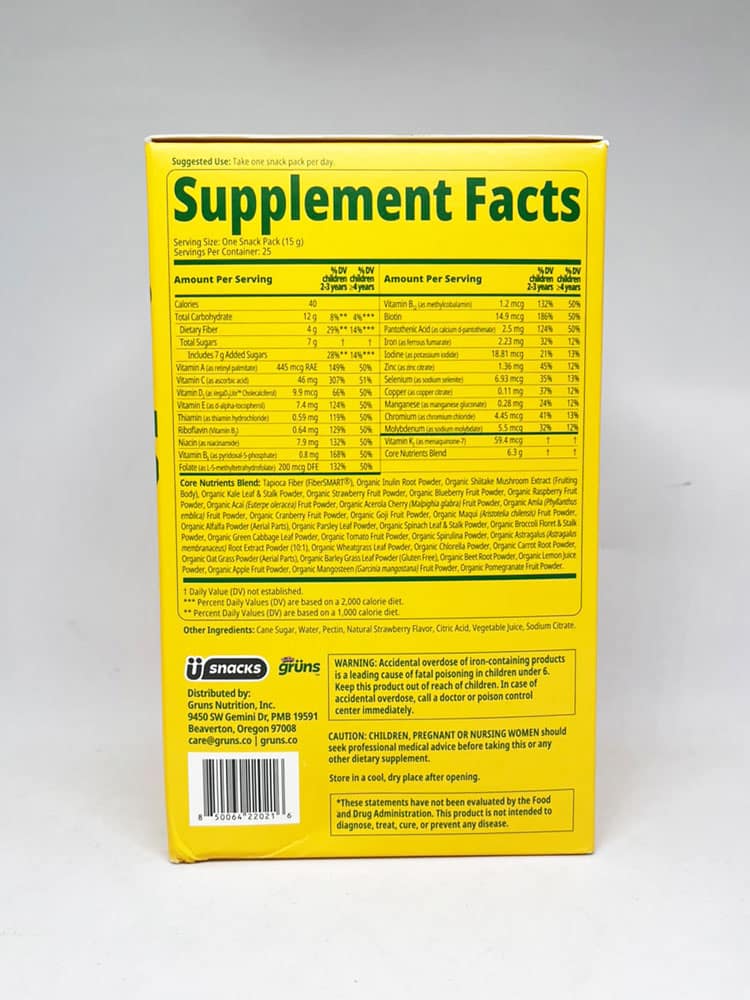 Kẹo dẻo rau xanh cho trẻ em Grüns Kids Superfoods Greens Gummies Strawberry 25 Daily Packs - Ảnh 3
