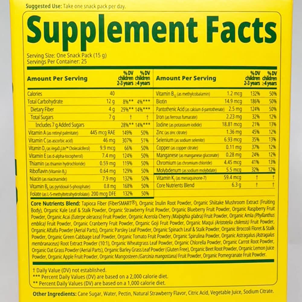 Kẹo dẻo rau xanh cho trẻ em Grüns Kids Superfoods Greens Gummies Strawberry 25 Daily Packs - Ảnh 5
