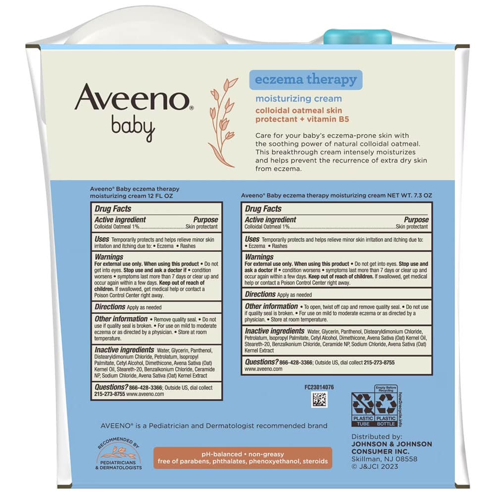 Kem bôi chàm ở trẻ em Aveeno Baby Eczema Therapy Moisturizing Cream Chai 354ml và Tuýp 206g - Ảnh 3