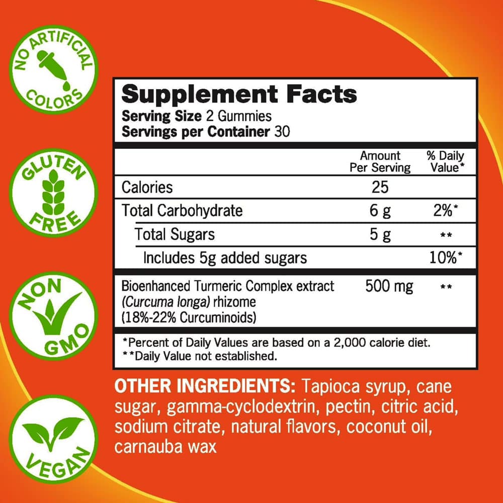 Kẹo dẻo bổ sung tinh chất nghệ Qunol Turmeric 500mg 200 Gummies - Ảnh 3