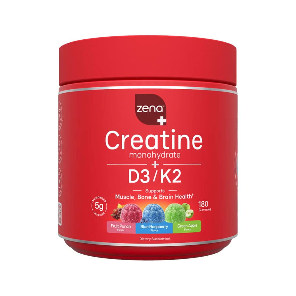 Kẹo dẻo hỗ trợ cơ xương Zena Creatine Monohydrate + D3/K2 180 Gummies Variety Pack