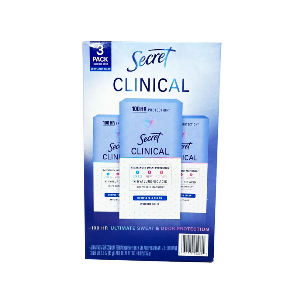Lăn khử mùi Secret Clinical Invisible Solid 45g x3 (Completely Clean)