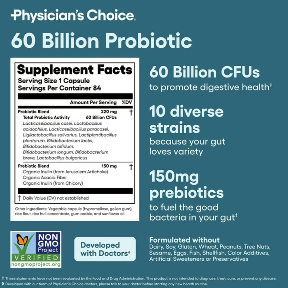 Men vi sinh Physician’s Choice 60 Billion Probiotic 84 Capsules - Ảnh 2