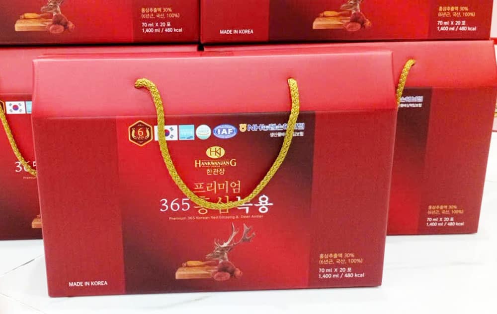 Nước Hồng Sâm Nhung Hươu Linh Chi HanKwanJang 365 Hộp 20 gói x70ml - Ảnh 2