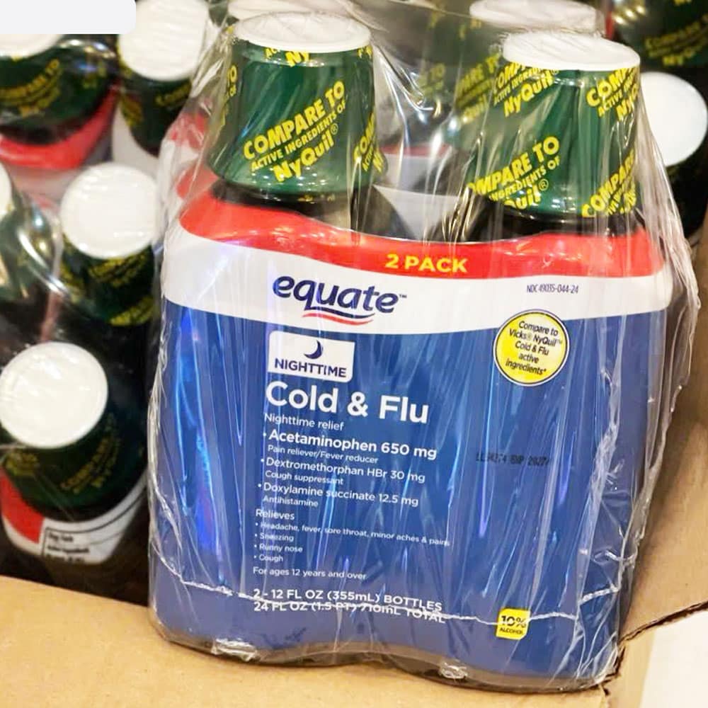 Siro cảm ban đêm Equate Nighttime Cold Flu Original 355ml x2 - Ảnh 2