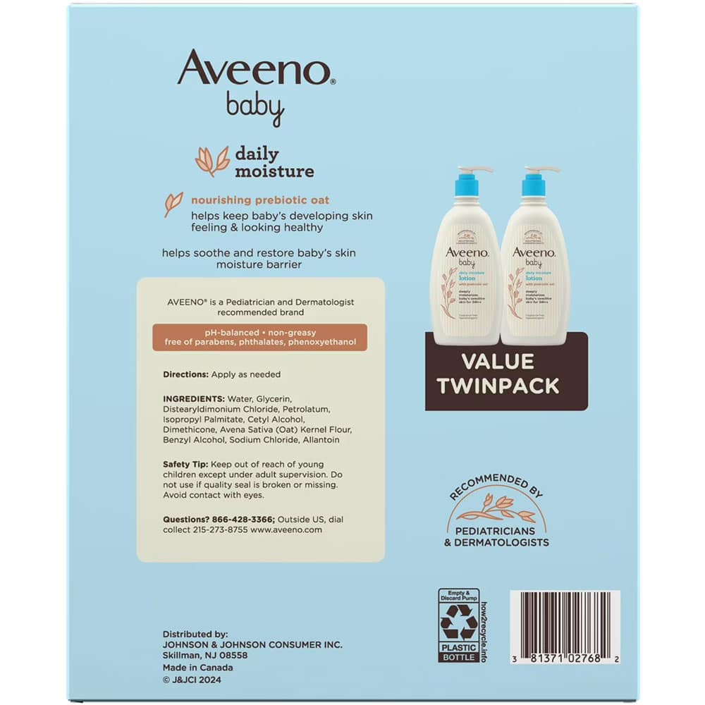 Sữa dưỡng ẩm cho bé Aveeno Baby Daily Moisture Lotion vòi pump 532ml x2 chai - Ảnh 3