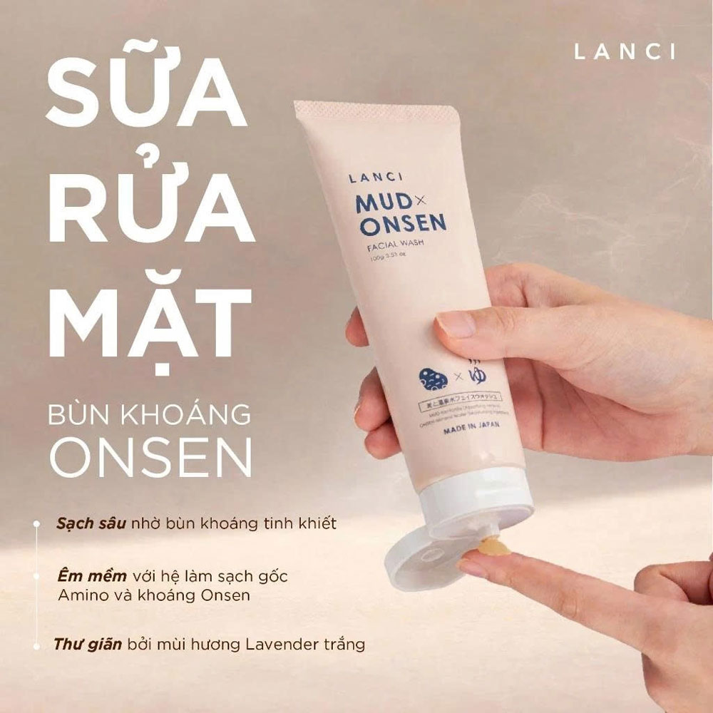 Sữa rửa mặt bùn khoáng Lanci Mud Onsen 100g - Ảnh 2