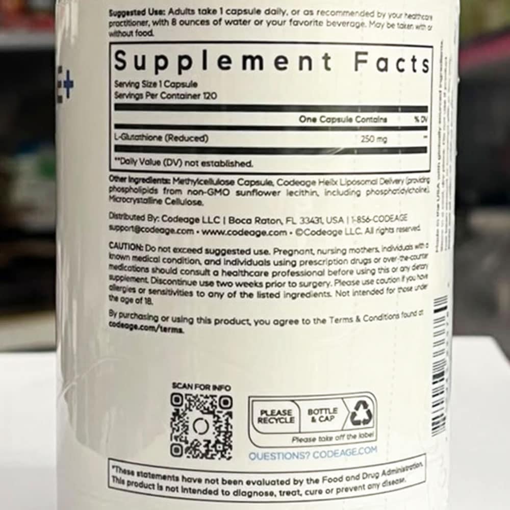 Viên uống chống oxy hóa Codeage Liposomal Glutathione 120 Capsules - Ảnh 5