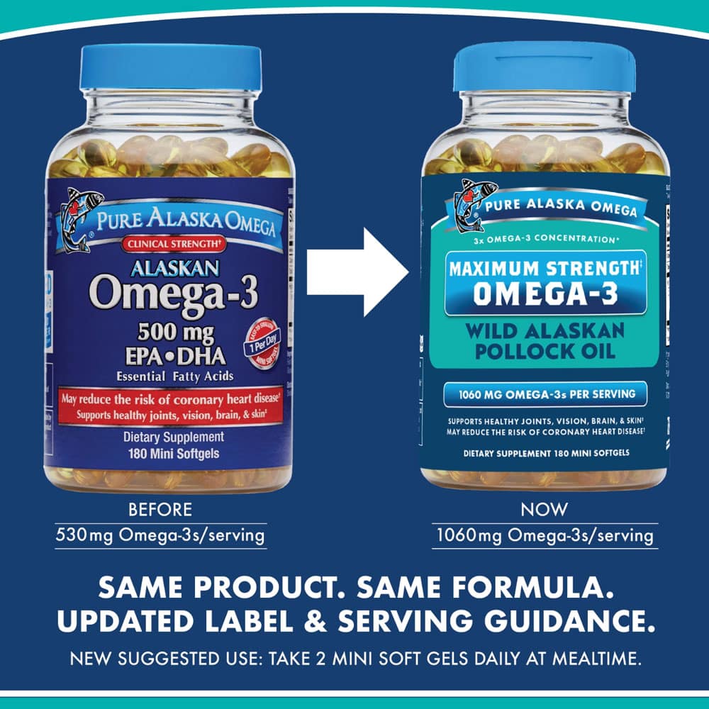 Viên uống dầu cá Pure Alaska Omega-3 Max Strength 1060mg 180 Mini Softgels - Ảnh 2