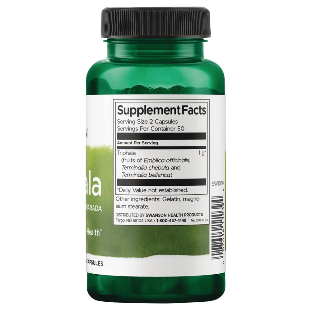 Viên uống hỗ trợ tiêu hóa Swanson Triphala with Amla, Behada, Harada 500mg 100 Capsules - Ảnh 3